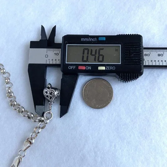 Sterling Silver 925 AGI Italy 6MM Rolo Link Bell Charm Bracelet Size 8" 13.5g - Picture 17 of 17